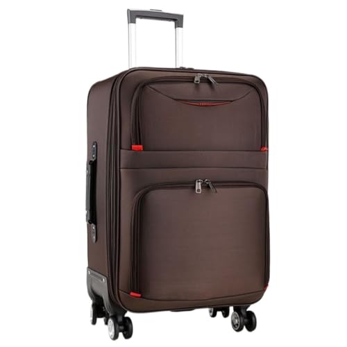 DNZOGW Reisekoffer Gepäck Herren Trolley Koffer Universalräder Student Oxford Stoff Leder Koffer Passwort Box Koffer Trolley (Color : Brown, Size : A) von DNZOGW