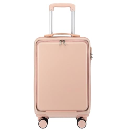 DNZOGW Reisekoffer Modischer Trolley-Koffer Mit Frontöffnung, Koffer Mit Seitlicher Öffnung, Spinner-Unterkunftskoffer for Damen Trolley (Color : Pink, Size : A) von DNZOGW