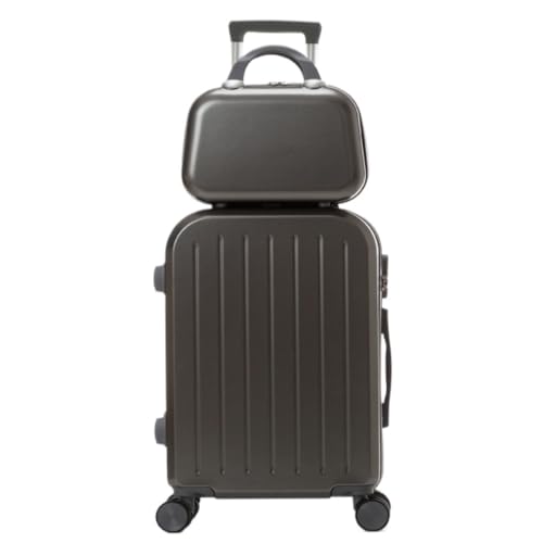 Reisekoffer Einfacher Koffer for Damen, Multifunktionaler Trolley-Koffer, Universalräder, Weiblicher Koffer, Passwortbox-Koffer Trolley (Color : Black, Size : A) von DNZOGW