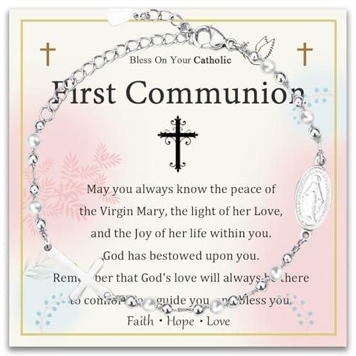 DOA Taufgeschenke für Mädchen, Katholisches Kreuz Konfirmation Geschenke für Mädchen, Perle Taufgeschenk für Frauen DOA Taufgeschenke für Mädchen, Katholisches Kreuz Konfirmation Geschenke für Mädchen, Perle Taufgeschenk für Frauen von DOA