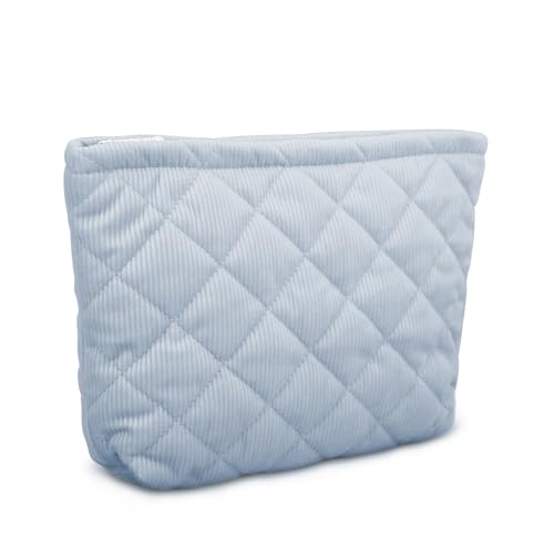 DOB SECHS Kleine Reise-Kosmetiktasche für Damen, 26,7 cm, Kord, Make-up-Tasche, Organizer für Toilettenartikel, Zubehör, Kosmetik, 26,7 cm Kordsamt, Himmelblau, 26,7 cm (10,5 Zoll), Kosmetiktasche von DOB SECHS