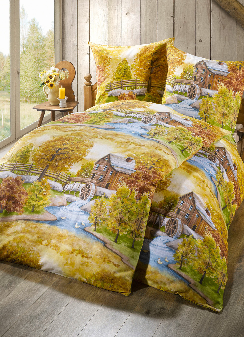 Beidseitig bedruckte Bettwäsche-Garnitur von Dobnig, Größe 412 (4-teiliges Sparset: 2x 80/80 cm + 2x 135/200), Bunt von DOBNIG