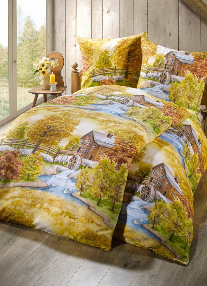 Beidseitig bedruckte Bettwäsche-Garnitur von Dobnig, Größe 412 (4-teiliges Sparset: 2x 80/80 cm + 2x 135/200), Bunt von DOBNIG