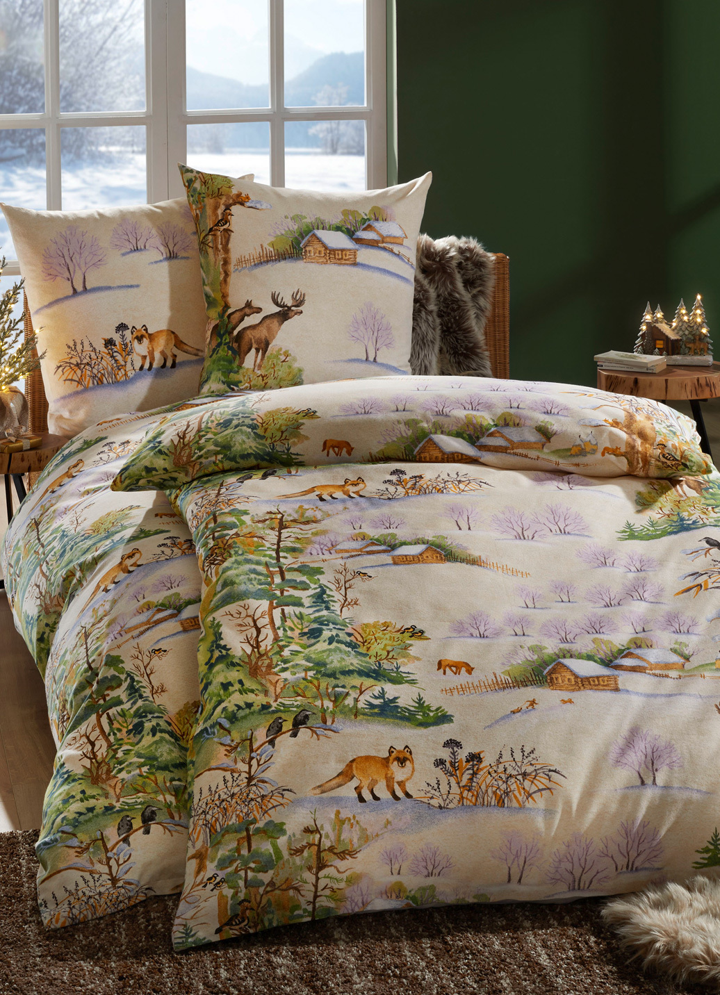 Bettwäsche-Garnitur, Größe 411 (2x 40x80 cm + 2x 135x200 cm), Natur von DOBNIG