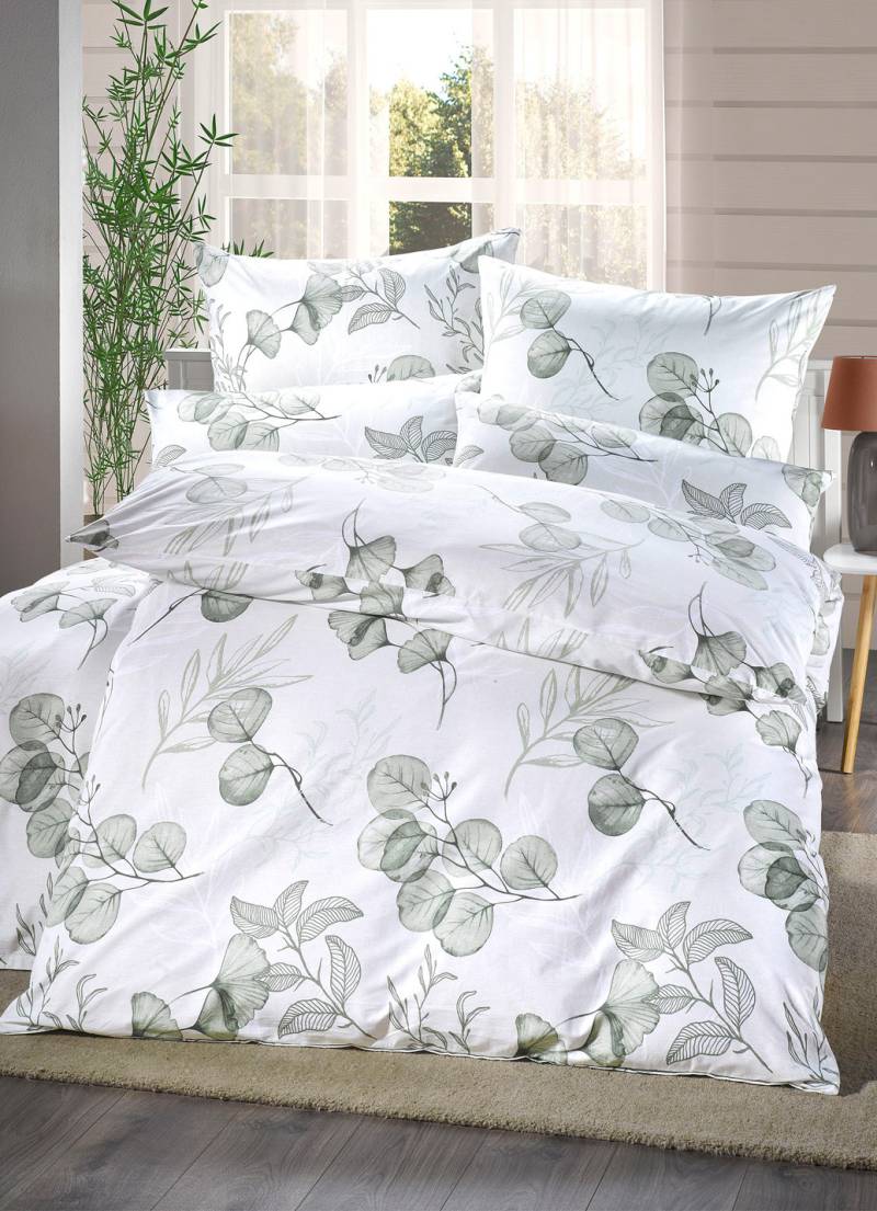 Bettwäsche-Garnitur in Renforcé-Qualität, Größe 115 (80x80 cm + 155x220 cm), Grün von DOBNIG