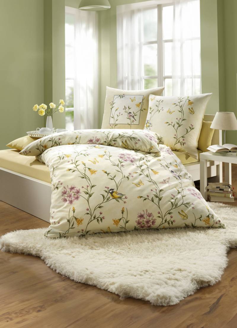 "Dobnig" Bettwäsche-Garnitur in Biber oder Satin Qualität, Größe 111 (40x80 cm + 135x200 cm), Qualität Satin, Creme von DOBNIG