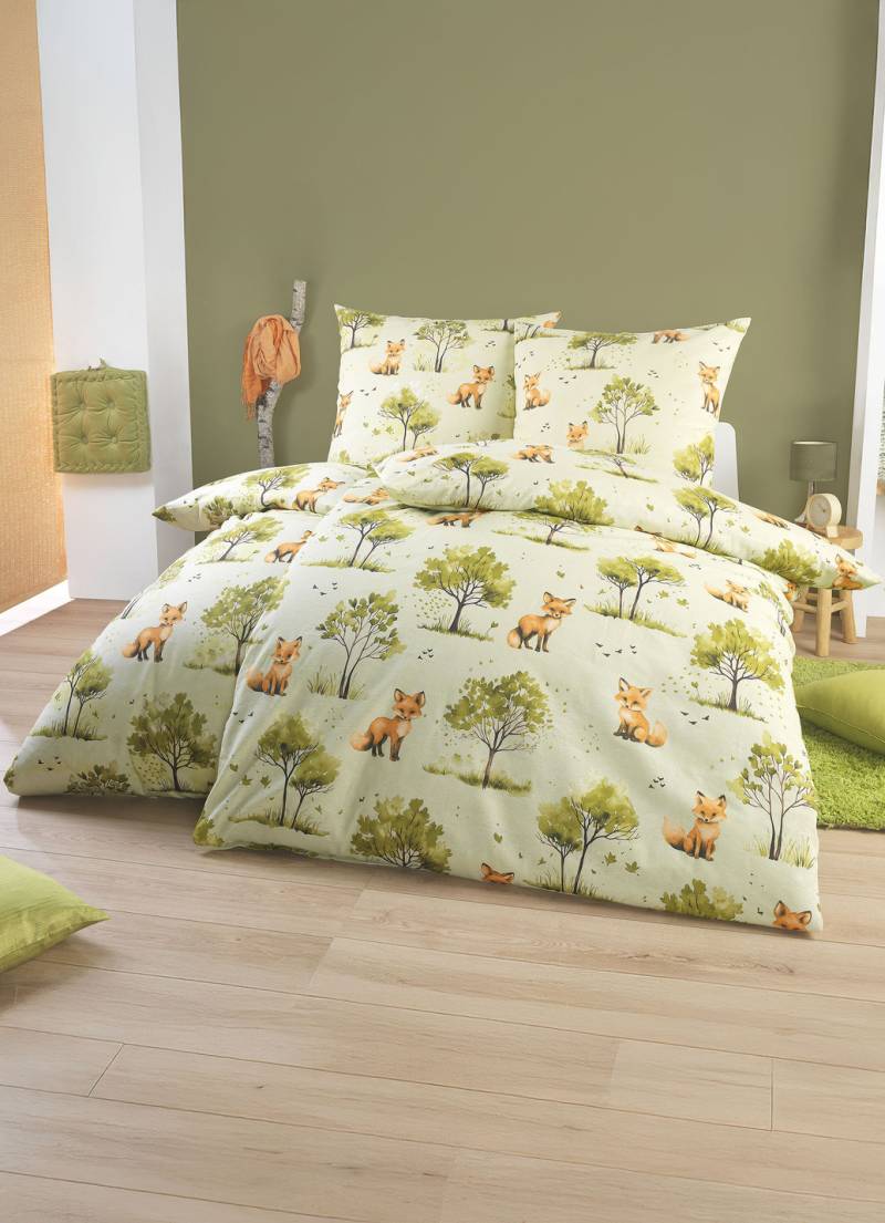 Kuschelige Bettwäsche-Garnitur von Dobnig, Größe 115 (80/80 cm + 155/220 cm), Grün von DOBNIG