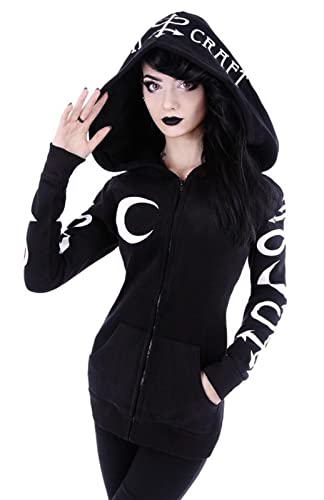 Damen Gothic Hoodie Y2k Dark Grunge Hooded Sweatshirt Steampunk Academia Pullover Ästhetische Mond Ziege Skull Harajuku Emo, a, Large von DOBRE