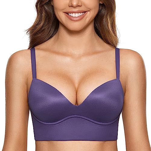 DOBREVA BH Damen ohne Bügel Push Up T Shirt BHS Gepolstert Bustier Soft Nahtloser Heliotrop 85C von DOBREVA