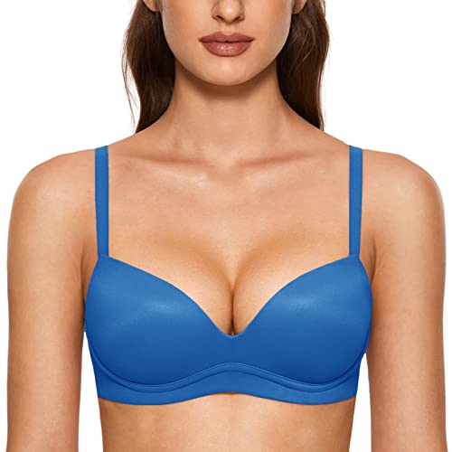 DOBREVA BH Damen ohne Bügel Push Up BHS Soft T Shirt Gepolstert Bustier Nahtlose Sleep Insel Blau 90A von DOBREVA