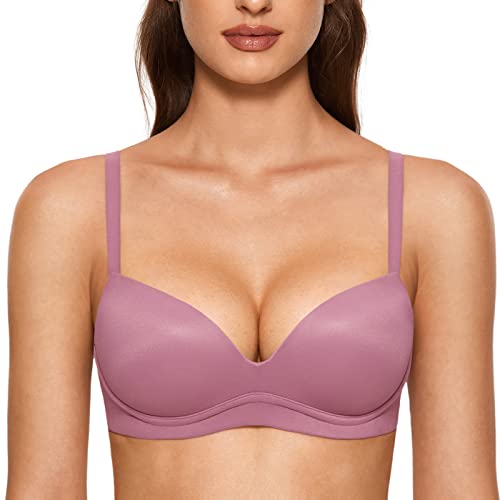 DOBREVA BH Damen ohne Bügel Push Up BHS Soft T Shirt Gepolstert Bustier Nahtlose Sleep Rauchrose 75B von DOBREVA