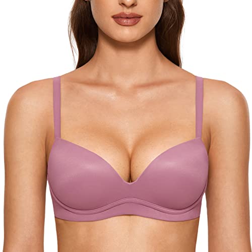 DOBREVA BH Damen ohne Bügel Push Up BHS Soft T Shirt Gepolstert Bustier Nahtlose Sleep Rauchrose 80A von DOBREVA