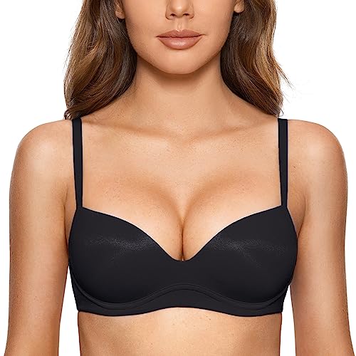 DOBREVA BH Damen ohne Bügel Push Up BHS Soft T Shirt Gepolstert Bustier Nahtlose Sleep Schwarz 90C von DOBREVA