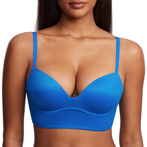 DOBREVA BH Damen ohne Bügel Push Up T Shirt BHS Gepolstert Bustier Soft Nahtloser Insel Blau 80AA von DOBREVA