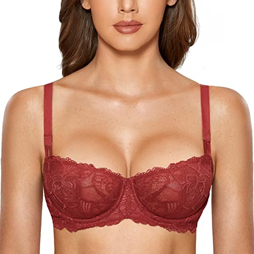 DOBREVA Damen Balkonett BH Spitze Ohne Polster Bügel Push Up Bossa Nova 90D von DOBREVA