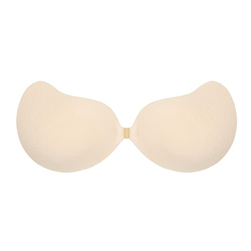 DOBREVA Damen Klebe BH Rückenfrei Push Up Trägerloser Selbstklebender BHS, Unsichtbarer Silikon Ohne Bügel Hellbeige B von DOBREVA