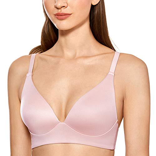 DOBREVA Damen Komfort BH - Gemoldete Cups, Triangel Bralette, Ohne Bügel Nacktes Rosa 70D von DOBREVA