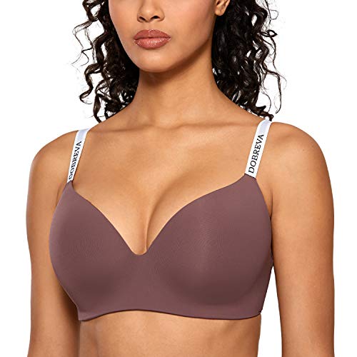 DOBREVA Damen Komfort Gepolstert T-Shirt BH mit Gemoldete Cups Ohne Bügel Violett_F060 70C von DOBREVA