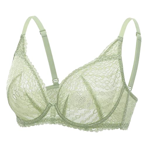 DOBREVA Damen Minimizer Spitze BH Ohne Polster Bügel BH Avocado-Grün 90C von DOBREVA