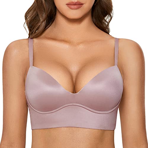 DOBREVA BH Damen ohne Bügel Push Up T Shirt BHS Gepolstert Bustier Soft Nahtloser Seenebel 75C von DOBREVA