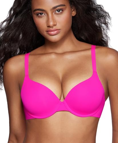 DOBREVA Damen Push Up Bügel BH Soft T Shirt BHS mit Licht Gepolstert Komfort Sexy Helles Fuchsia 70A von DOBREVA