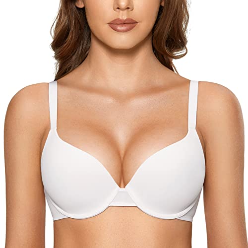 DOBREVA Damen Push Up Bügel BH Soft T Shirt BHS mit Licht Gepolstert Komfort Sexy Weiss 75B von DOBREVA