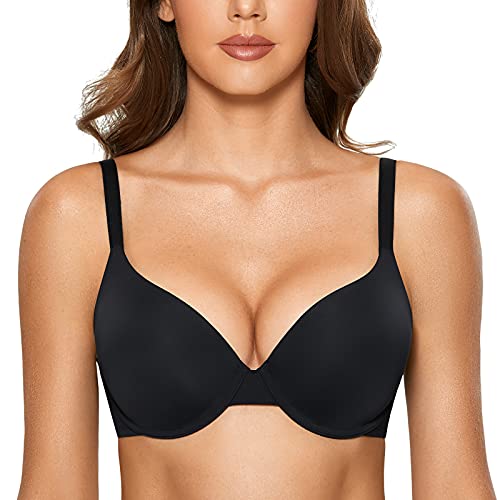 DOBREVA Damen Push Up Bügel BH Soft T Shirt BHS mit Licht Gepolstert Komfort Sexy Schwarz 70AA von DOBREVA