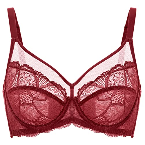 DOBREVA Damen Spitzen Minimizer BH mit Bügel Große Brüste Sexy Vollschalen Ungefüttert Bossa Nova 75E von DOBREVA