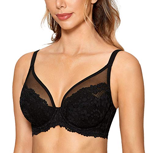 DOBREVA Damen Vollschalen Spitzen BH mit Bügel Gepolstert Große Größen Minimizer Schwarz 75B DOBREVA Damen Vollschalen Spitzen BH mit Bügel Gepolstert Große Größen Minimizer Schwarz 75B von DOBREVA