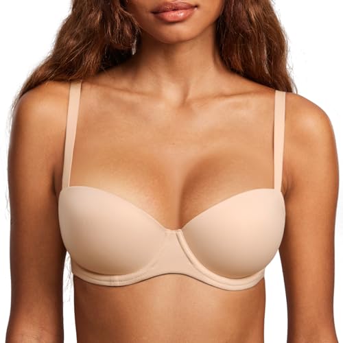 DOBREVA Leicht Gepolsterter BH mit Bügel Balconette BH Tshirt Soft Beige 75D von DOBREVA