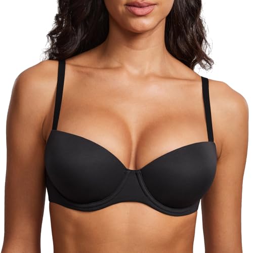 DOBREVA Leicht Gepolsterter BH mit Bügel Balconette BH Tshirt Soft Schwarz 80B DOBREVA Leicht Gepolsterter BH mit Bügel Balconette BH Tshirt Soft Schwarz 80B von DOBREVA