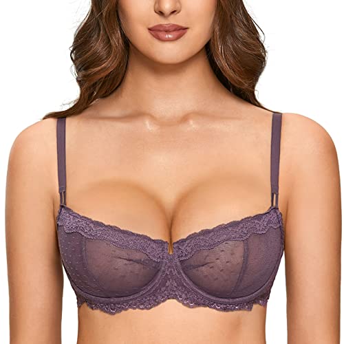 DOBREVA Balconette BH Damen mit Bügel Push Up Dirndl Spitze BHS Sexy Grosse Grössen Ungefüttert Tornado 80G von DOBREVA