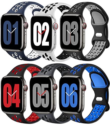 DOBSTFY Kompatibel mit Apple Watch Armband 42mm 44mm 45mm 49mm für Damen Herren, Sport Silikon Armbänder für iWatch Series 9 8 7 6 5 4 3 2 1 SE Ultra/Ultra 2 von DOBSTFY