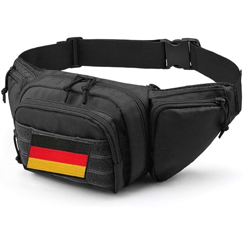 Tactical Bag, Bauchtasche Herren wasserdicht - Multifunktionale Gürteltasche für Outdoor, Reiten, Wandern & EDC - Verstellbare Hüfttasche mit verstecktem Fach von DOCANIO