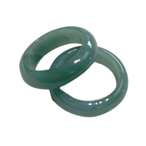 DOCOXI Natürlicher 100% echter grüner Myanmar-Jadeit-Ring, handgefertigte Skulptur, einfacher Jade-Ring, Frauen, Party, Hochzeit, Schmuck, Geschenkringe für Männer (Farbe: Grün, Größe: 7,5) von DOCOXI