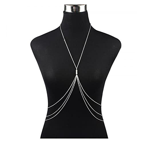 Körperkette Sexy Körperkette Harness Bodychain für Frauen Bauch Taille Bikini Kette Weiblicher Bodysuit Schmuck Mode Strandschmuck für Frauen Körperschmuck von DOCOXI