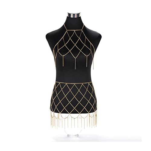 Körperkette Sexy Luxus Körperkette Sexy Harness Mesh BH Taille Statement Schmuck für Frauen Ganze ausgezeichnete Qualität Körperschmuck Körperschmuck von DOCOXI