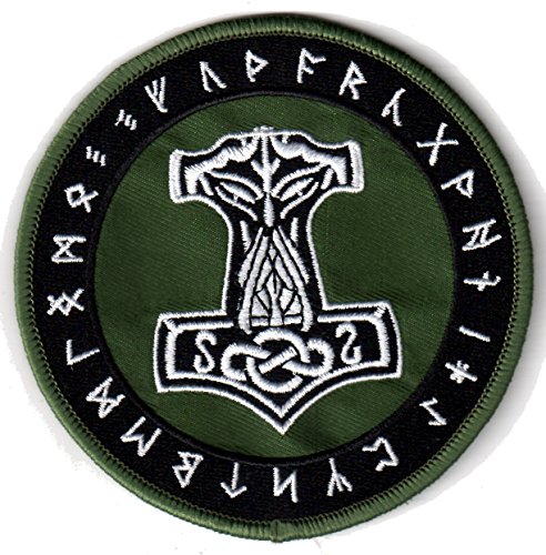 DOD Merchandising Mjölnir Runen grün (rund) Aufnäher/Patch | Thors Hammer von DOD Merchandising