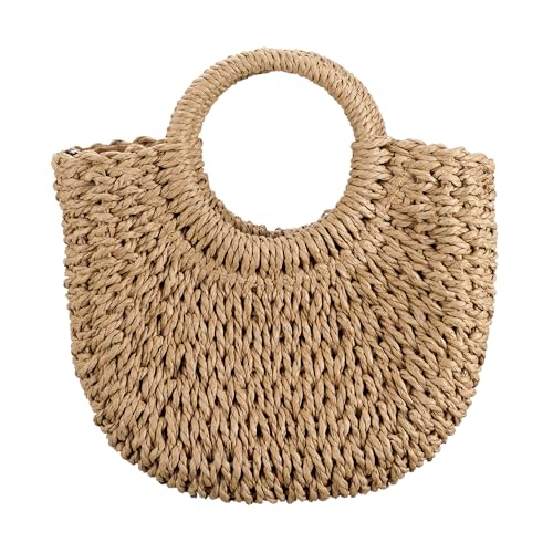DODAMOUR Boho Stroh-Umhängetasche, kleine gewebte Geldbörse mit rundem Griff und abnehmbarem Riemen, strukturierte Handtasche, passend für Handy und Lippenstift, Sommerreise, Urlaubszubehör für Damen DODAMOUR Boho Stroh-Umhängetasche, kleine gewebte Geldbörse mit rundem Griff und abnehmbarem Riemen, strukturierte Handtasche, passend für Handy und Lippenstift, Sommerreise, Urlaubszubehör für Damen von DODAMOUR