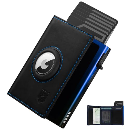 DODENSHA® MagSnap Airtag Wallet Herren I Kartenetui Herren I Smart Wallet für 10+ Karten I Wallet mit Münzfach I Geldbeutel mit AirTag* Fach I Geldbörse Herren mit RFID Schutz I Schwarzblau von DODENSHA