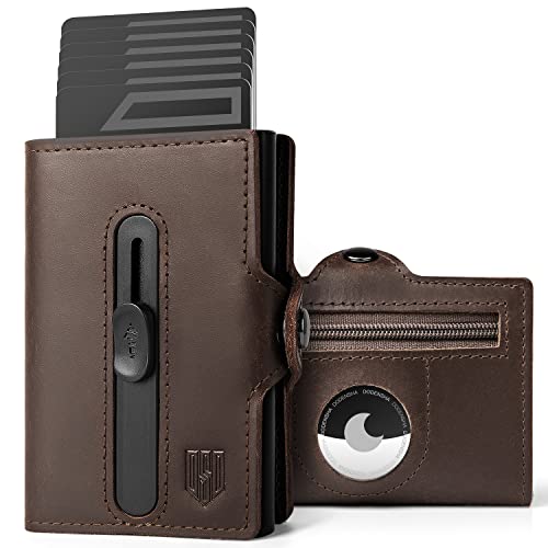 DODENSHA Airtag Kartenetui RFID Schutz Herren Geldbörse | POP UP Slim Wallet mit Münzfach | kleine Kreditkartenetui portmonee für Herren | Geldbeutel Herren klein für 10+ Karten | Vintage Braun von DODENSHA