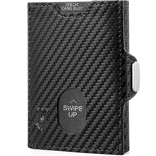 DODENSHA Airtag Mini Geldbörse mit Münzfach und RFID-Schutz I Portmonee Herren I Kartenetui Geldbeutel Leder I Slim Wallet I Karten Portemonnaie Klein | Kreditkartenetui | Carbon von DODENSHA