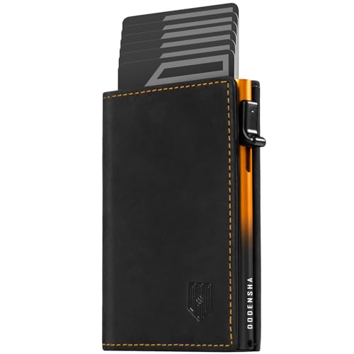 DODENSHA MagSnap Geldbörse Herren I Slim Wallet mit Münzfach I Wallets for Men für 10+ Karten I Magnetischer Verschluss portmonee Herren Slim I RFID Schutz I SchwarzGelb von DODENSHA