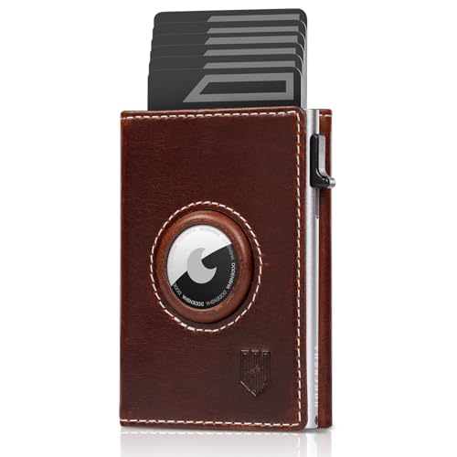 DODENSHA MagSnap Kartenetui Herren mit XL Münzfach I Airtag Wallet I Smart Wallet für 10+ Karten I Geldbörse mit RFID Schutz I Portmonee Herren mit AirTag* Fach I Braun Silber von DODENSHA