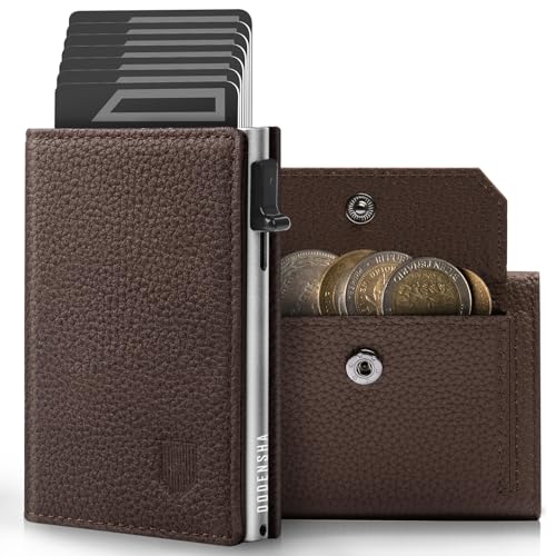 DODENSHA MagSnap Pepple Geldbörse Herren I Slim Wallet mit XL Münzfach I Kreditkartenetui Geldbeutel Herren für 10+ Karten I Wallets for Men I Portmonee Herren I RFID Schutz I Braun Silber von DODENSHA