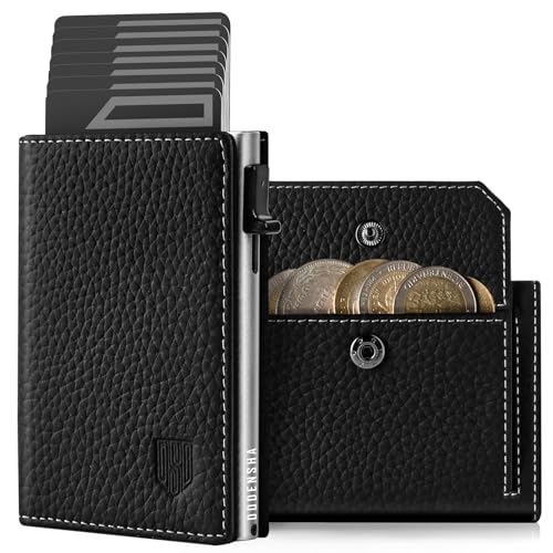 DODENSHA MagSnap Pepple Geldbörse Herren I Slim Wallet mit XL Münzfach I Kreditkartenetui Geldbeutel Herren für 10+ Karten I Wallets for Men I Portmonee Herren I RFID Schutz I Schwarz Silber von DODENSHA