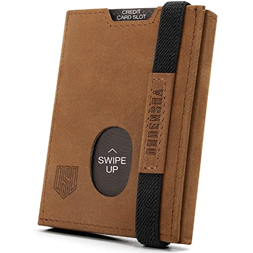 DODENSHA Mini Geldbörse mit Münzfach und RFID-Schutz I Portmonee Herren I Kartenetui Geldbeutel Leder I Slim Wallet I Karten Portemonnaie Klein Kreditkartenetui für Herren | Braun von DODENSHA