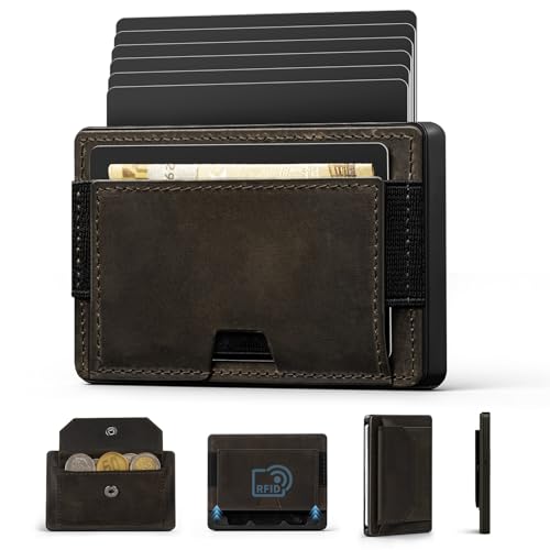 DODENSHA Slim Wallet Herren mit XXL Münzfach für 15+ Münzen I Kartenetui mit Bargeldfach I Kartenetui für 9 Karten I Geldbörse mit RFID Schutz I Portmonee Herren I Schwarzgeld von DODENSHA