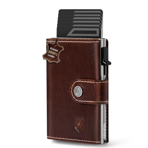 DODENSHA Slim Wallet mit Münzfach | Herren Geldbörse mit Knopf | Wallets for Men | Portmonee Herren mit Ticket Fach | Pop-up-Kreditkartenetui Geldbeute für 7-9 Karten | RFID Schutz I BraunSilber DODENSHA Slim Wallet mit Münzfach | Herren Geldbörse mit Knopf | Wallets for Men | Portmonee Herren mit Ticket Fach | Pop-up-Kreditkartenetui Geldbeute für 7-9 Karten | RFID Schutz I BraunSilber von DODENSHA