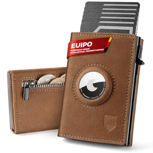 DODENSHA® AirTag* Geldbörse mit Münzfach I Smart Airtag Wallet Klein mit RFID Schutz I Geldbörse Herren für 10+ Karten I Slim Wallet for Men I Kartenetui Herren mit Air Tag* Fach-NEU Vintage Braun von DODENSHA